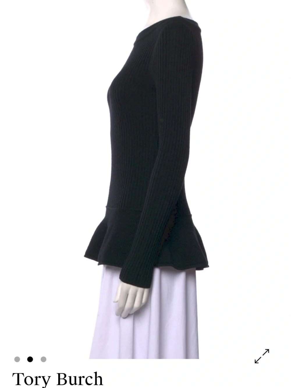 Tory Burch Black Ribbed Peplum Sweater